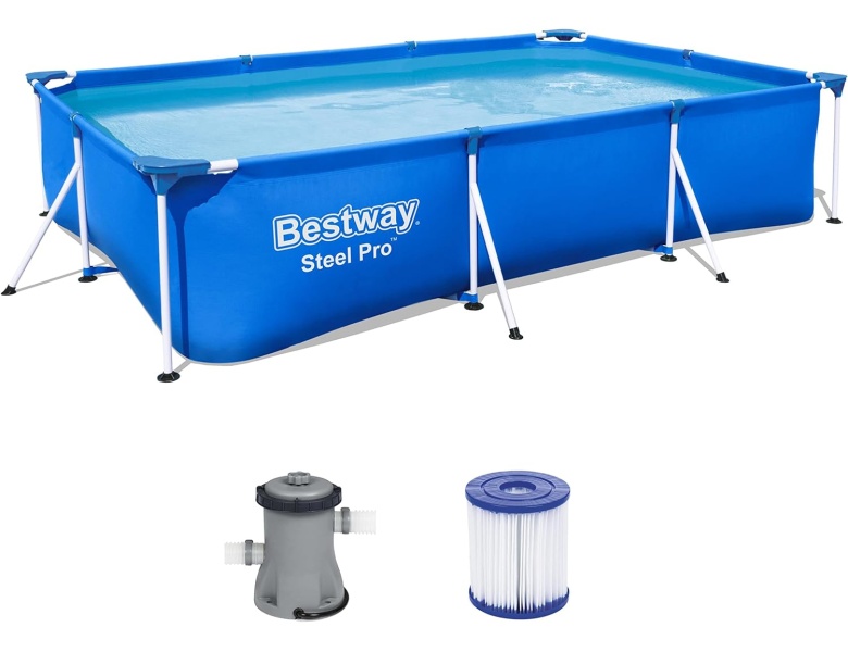 Bestway Pool-Set Steel Pro Rechteck mit Pumpe, 300x201x66cm