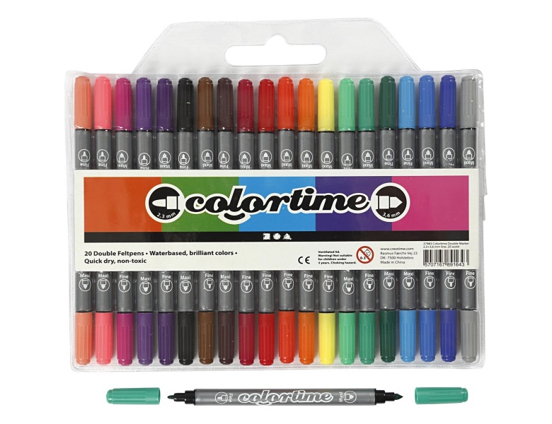 Creativ Company Doppelseitige Marker  Grundfarben, 20 St�ck.