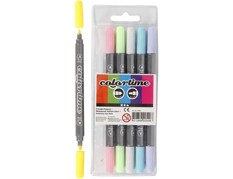 Creativ Company Doppelseitige Marker  Pastellfarben, 6 St�ck.