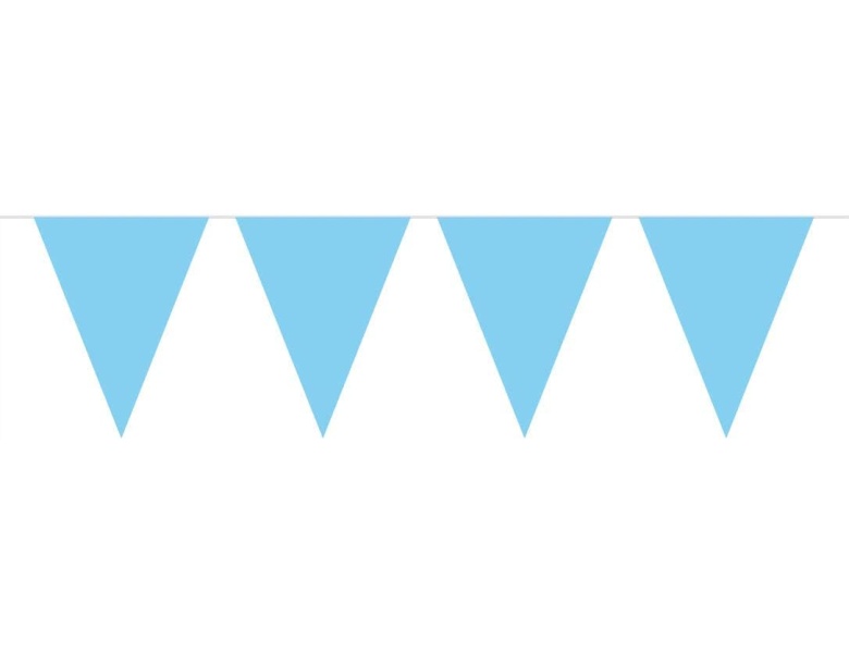 Folat Babyblaue Wimpelkette, 10 m.