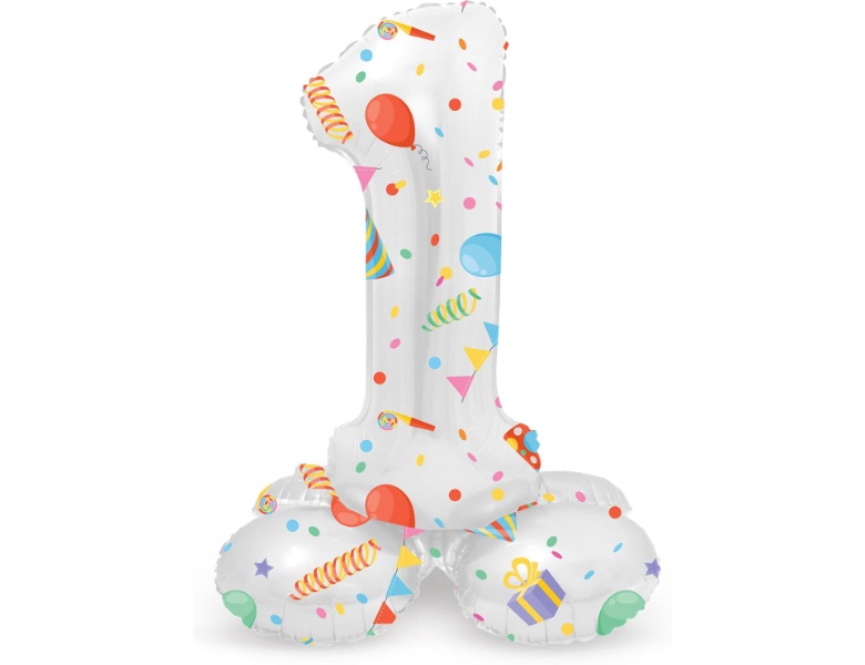 Folat Stehender Folienballon Joyful Party Zahl 1 -72cm