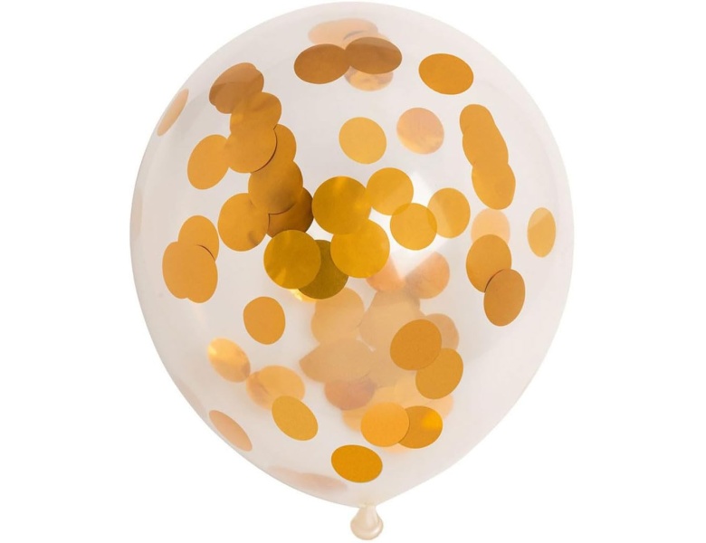 Globos Konfetti-Luftballons, Papierkonfetti, Metallic-Gold, 30 cm, 6 Stck.