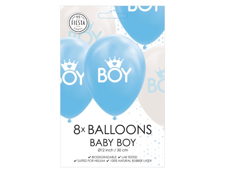 Globos Luftballons Son Baby Blau/Wei 30cm, 8St.