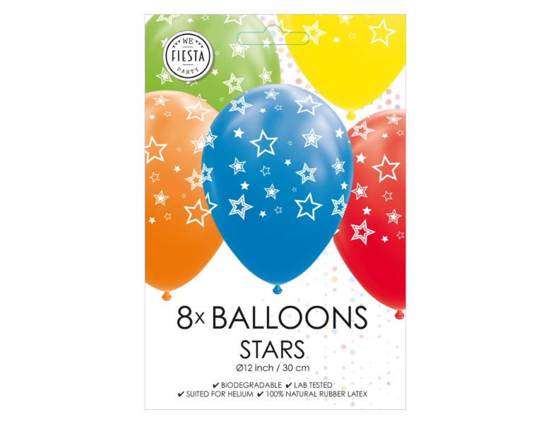 Globos Luftballons Sterne Mix Farben 30cm, 8St.