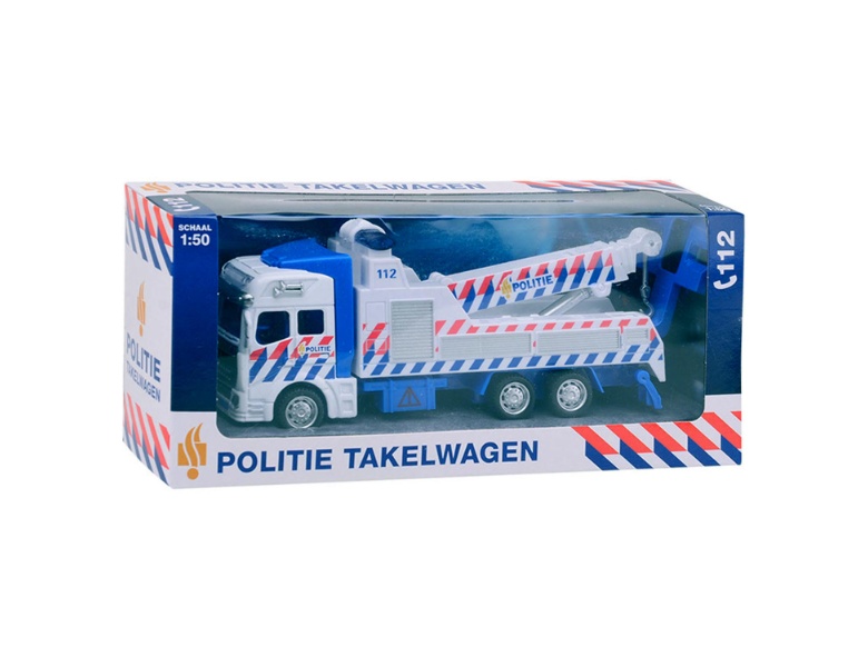 Johntoy 1-1-2 Pull-Back-Polizei-Abschleppwagen