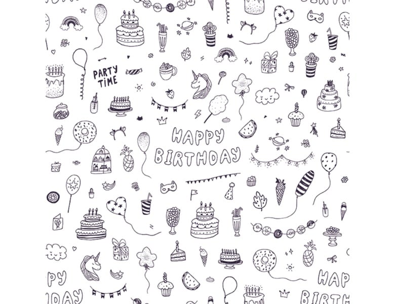 Rotolux Geschenkpapier Colorable Unicorn Party, 4 mtr.