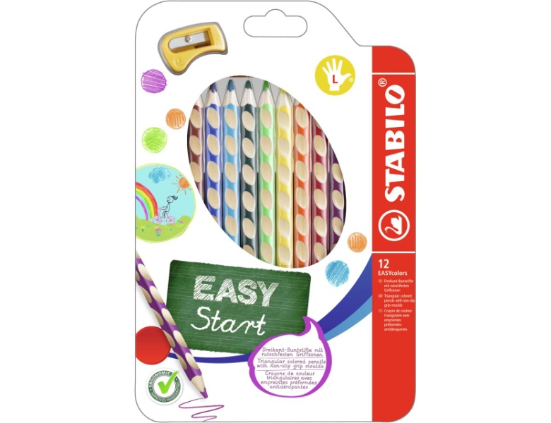 STABILO EASYcolors Buntstifte Linkshnder, 12St. + Bleistiftspitzer