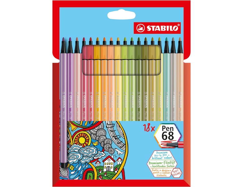 Stabilo Pen 68 Filzstifte, 18 Stk.
