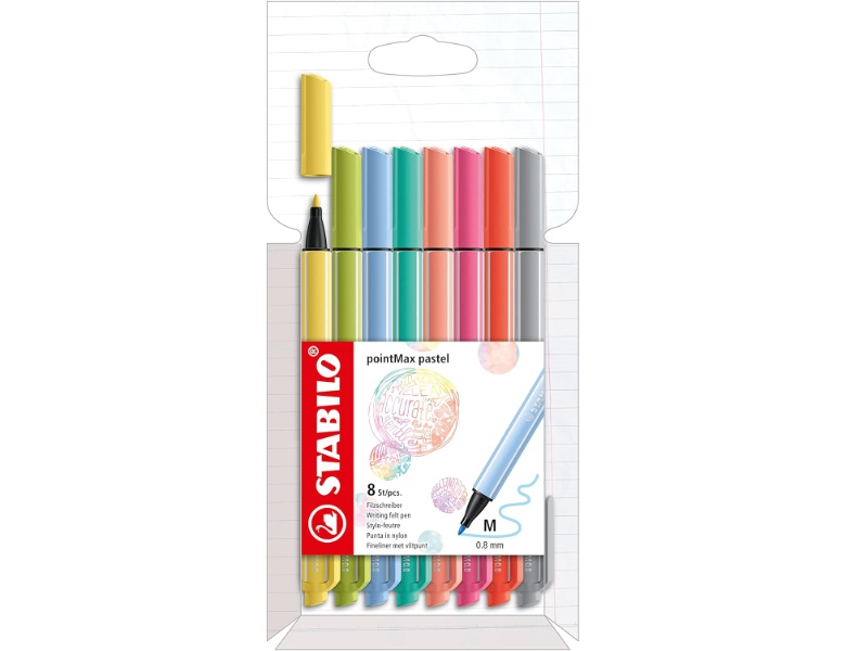 Stabilo PointMax Fineliner Pastell, 8 Stk.