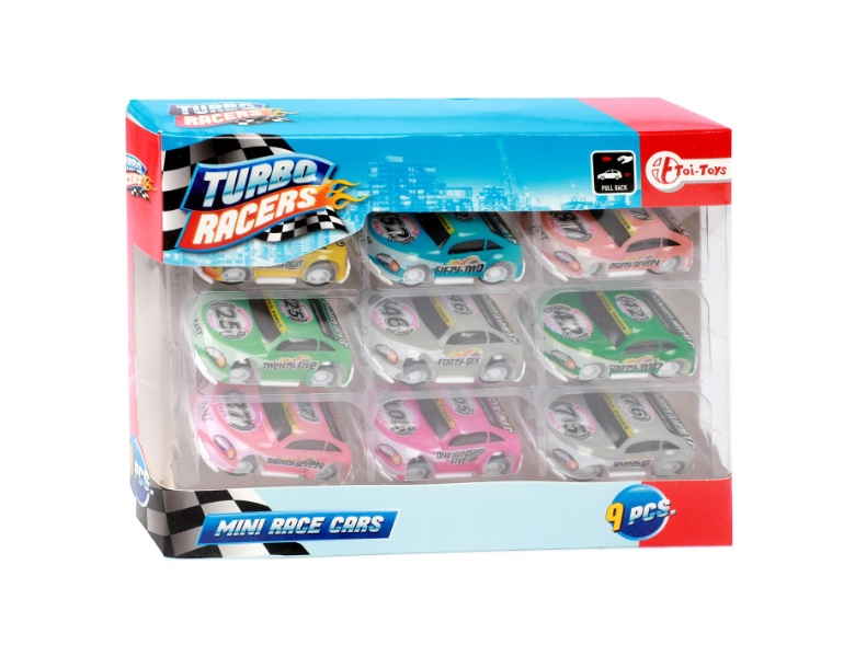 Toi-Toys Turbo Racers Mini-Rallye-Pullback-Autos, 9-tlg.