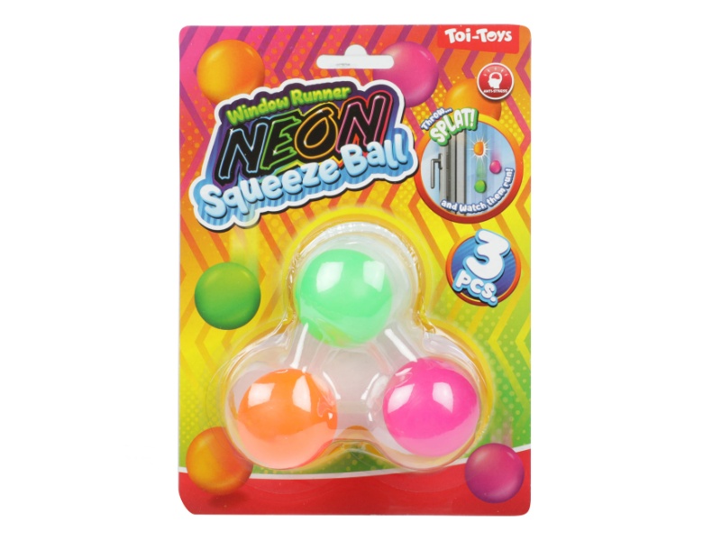 Toi-Toys Window Crawler Squeeze Balls Neon, 3 Stk.