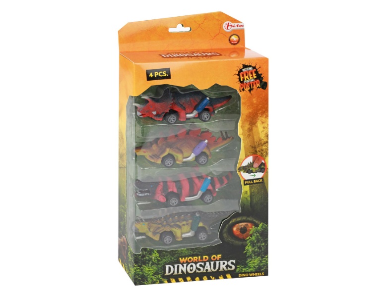 Toi-Toys World of Dinosaurs Dino Pullback Car, 4-tlg.