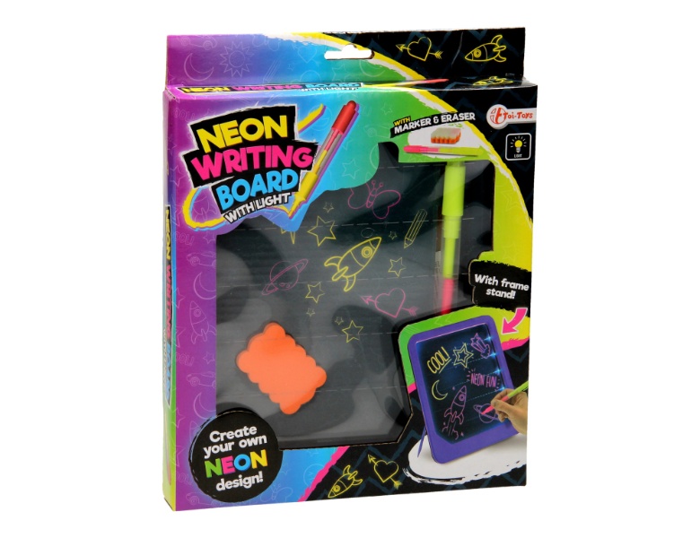 Toi-Toys Zeichenbrett Neon Glow mit Marker und Schwamm