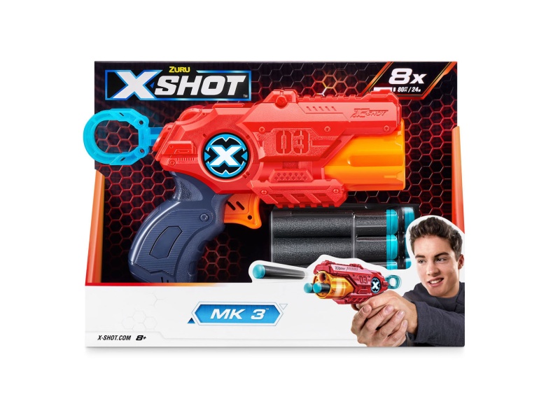 X-Shot Dartpistole MK 3 mit 8 Pfeilen