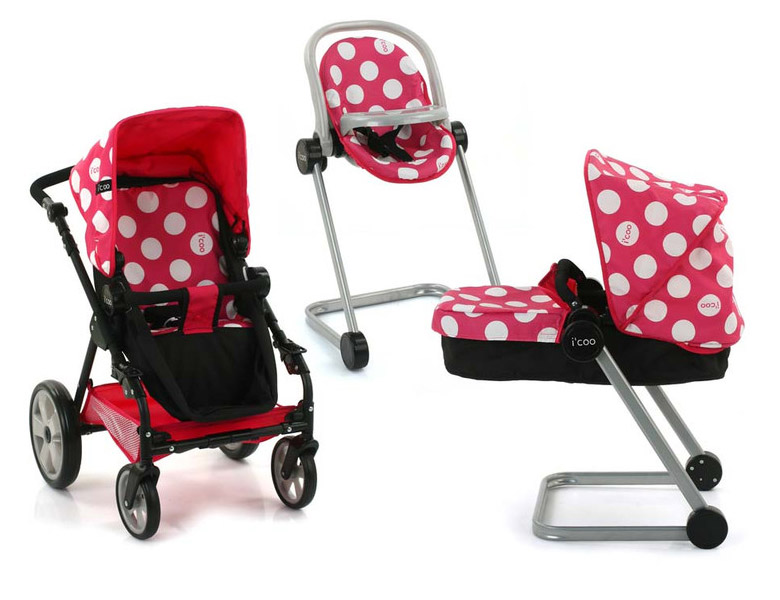 meinspielzeug - Hauck I'coo Buggy und Hochsitz pink | Puppenwagen