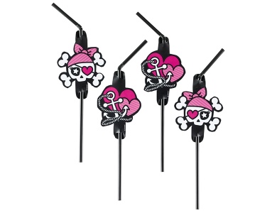 Trinkhalme Pink Pirate 8Teile
