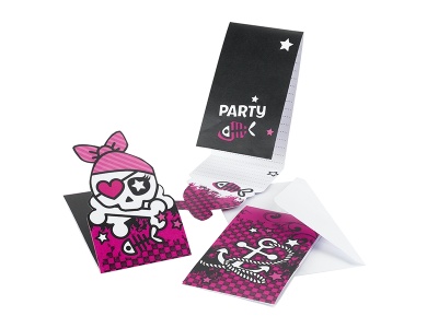 Einladungskarten Pink Pirate 6Teile