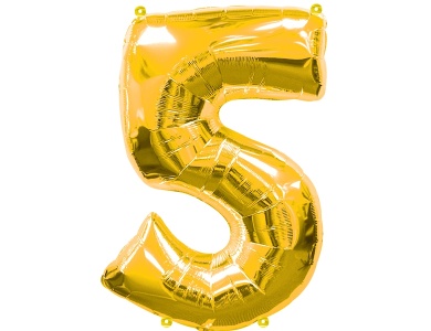 Folienballon Nummer 5 Gold 86cm