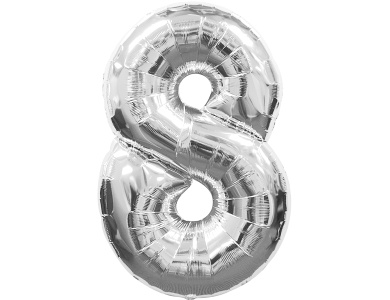 Folienballon Nummer 8 Silber 86cm