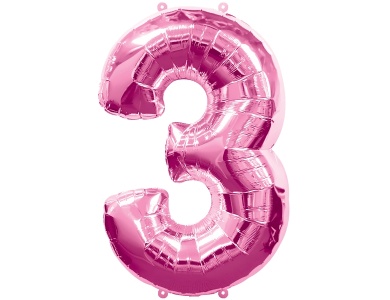 Folienballon Nummer 3 Pink 86cm