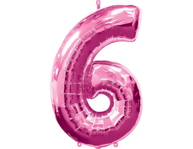 Folienballon Nummer 6 Pink 86cm