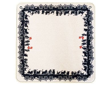 Scherenschnitt Jassteppich schwarz / beige 60x60cm