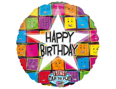Amscan Folienballon Sing-A-Tune HBD Gesichter