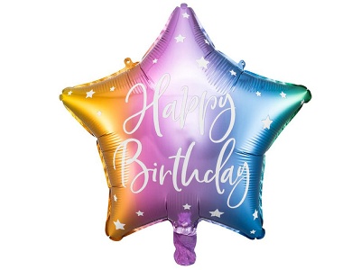 Amscan Folienballon Stern Happy Birthday Regenbogen (40cm)