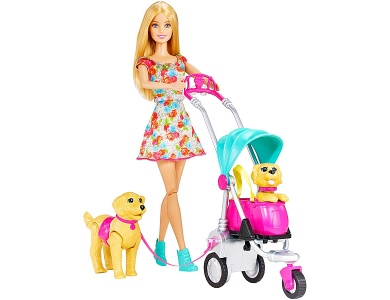 Puppe mit Hundefamilie