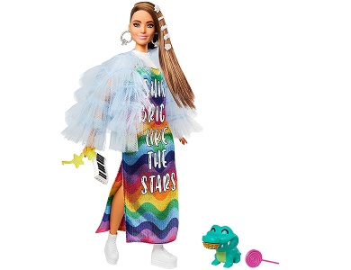 Puppe im Regenbogenkleid