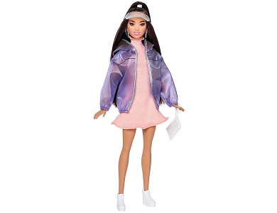 Puppe in lila Oversized Jacke Nr.86