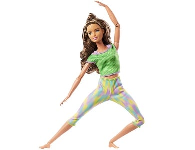 Puppe im grünen Yoga Outfit Brünett