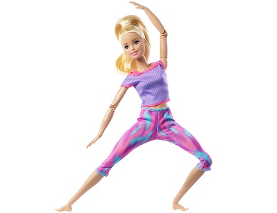 Puppe im lila Yoga Outfit Blond