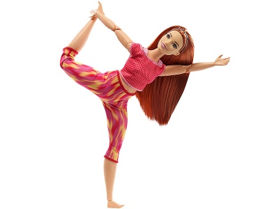 Puppe im roten Yoga Outfit Rothaarig
