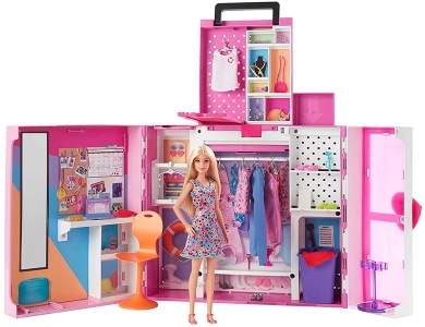 Traum-Kleiderschrank mit Puppe Blond