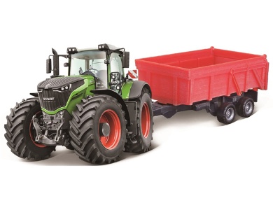 Bburago Farmland Traktor Fendt mit Schwungrad & Anhnger