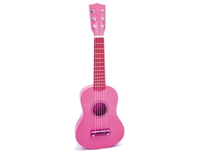 Holz-Gitarre mit Stickers Pink