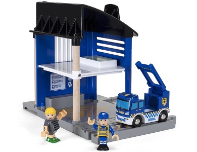 Polizeistation mit Einsatzfahrzeug