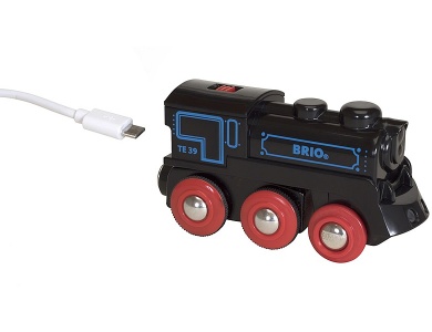 Schwarze Akku-Lok mit Mini-USB Schwarz