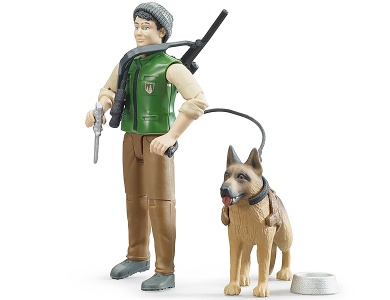 Frster mit Hund und Ausrstung
