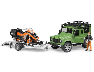Land Rover Defender mit Snowmobil