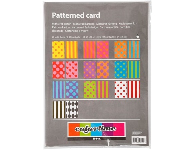Creativ Company Bedruckter Karton Farbe A4, 20 Blatt, 250gr.