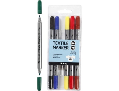 Creativ Company Doppelseitige Textilmarker � Grundfarben, 6 St�ck.