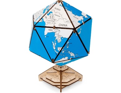 3D Holz Modellbausatz -  Ikosaeder Globus blau