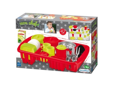 Ecoiffier 100% Chef Geschirrsp�lset, 42-tlg.