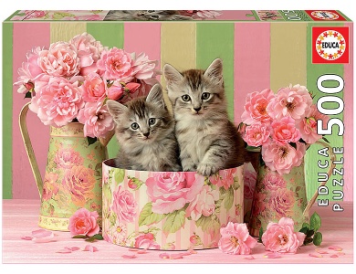 Katzen mit Rosen 500Teile