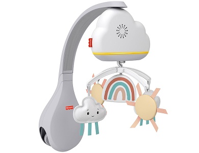Babybett Regenbogen-Mobile und Spieluhr