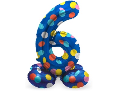 Folat Stehender Folienballon Bunte Punkte Zahl 6 - 72cm