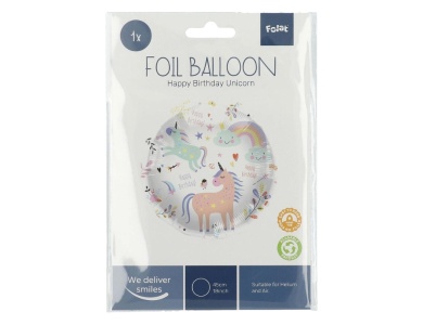 Folat Folienballon Happy Birthday Einh�rner 45cm.