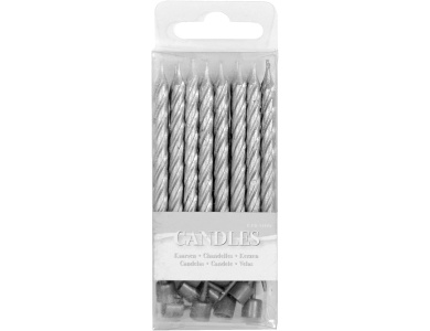 Folat Kerzen Set, Kuchenkerzen silber, 16 St�ck